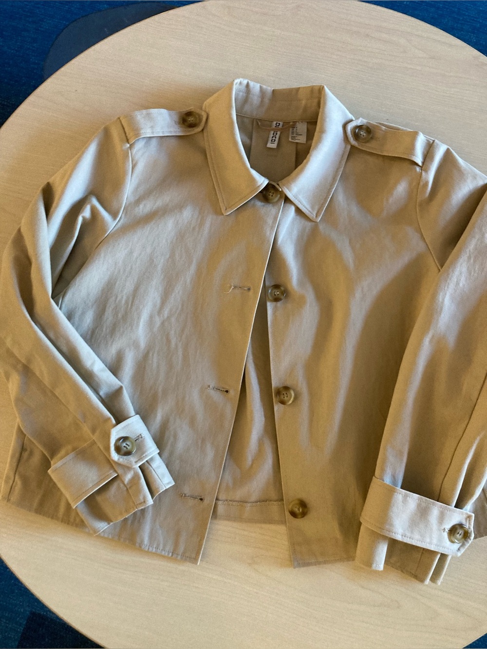 H&M Womens Cropped Trench Coat Size Small Tan EUC